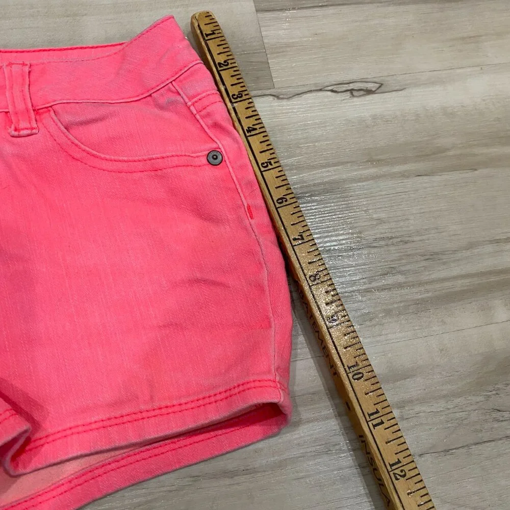 Justice Neon Pink Denim Shorts Girls Size 12R Stretch Summer